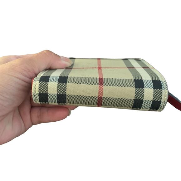 BURBERRY Finsbury Wallet Horseferry Check Canvas and Leather - Picture 4 of 14